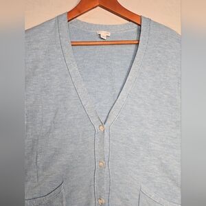 J. Jill Baby Blue V-Neck Slouchy Womens Cardigan XL Cotton Blend Cozy Relaxed